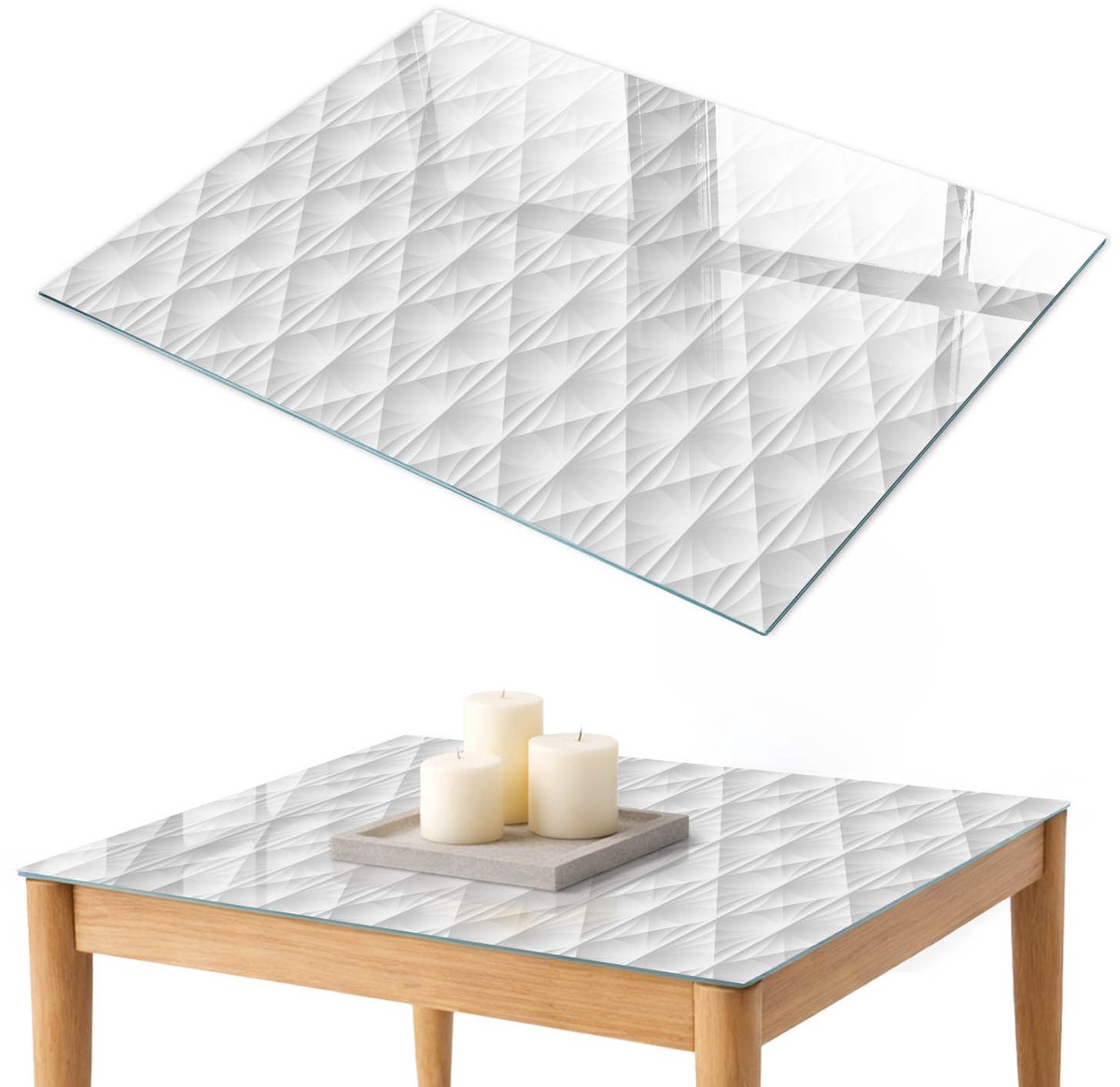 ArtPrintCave Geometrische patronen Glazen Tafelblad 100x70 cm - Tafelblad Rechthoek - Wit Keukentafel - Achtergronden en patronen Tafelblad Glas