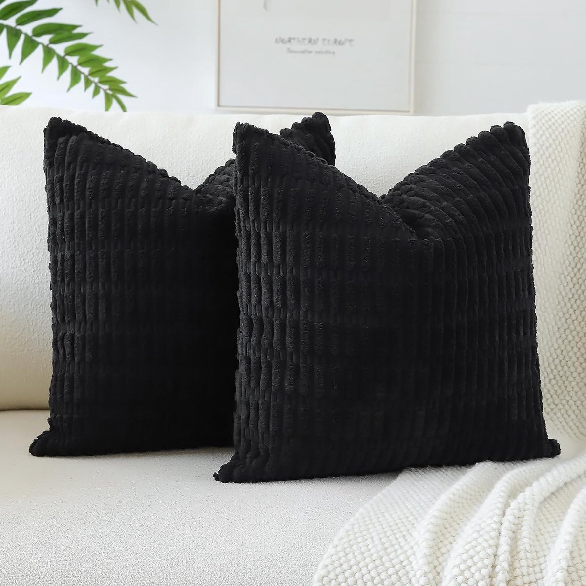 Set van 2 Zachte Corduroy Kussenhoezen voor Bank en Slaapkamer, Decoratieve Kussens 40 x 40 cm, Modern en Stijlvol Design