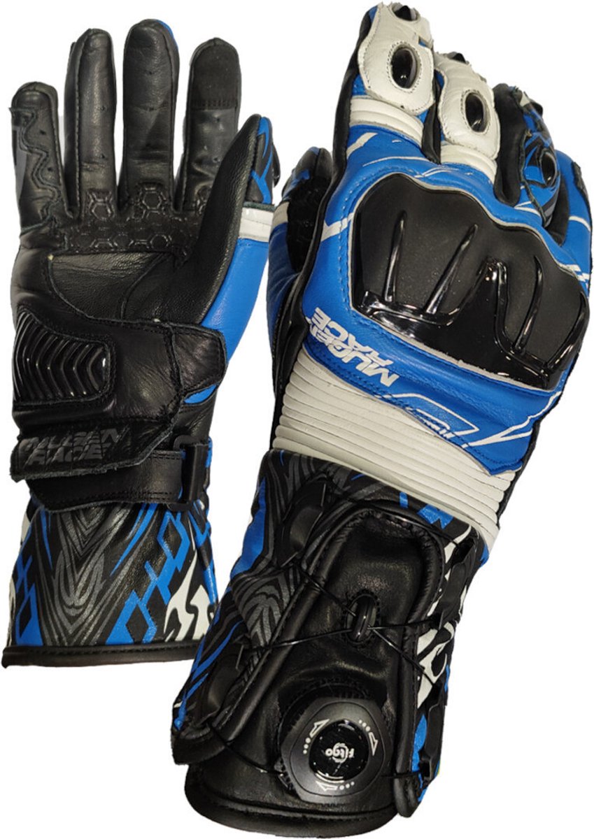 MUGENRACE Cowy Zwart Wit Blauwe Handschoenen - Handschoen
