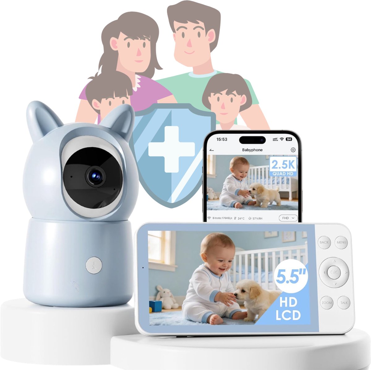 Zavio® Baby Monitor Met Camera – Babyfoon Met App – Babycamera - Wit