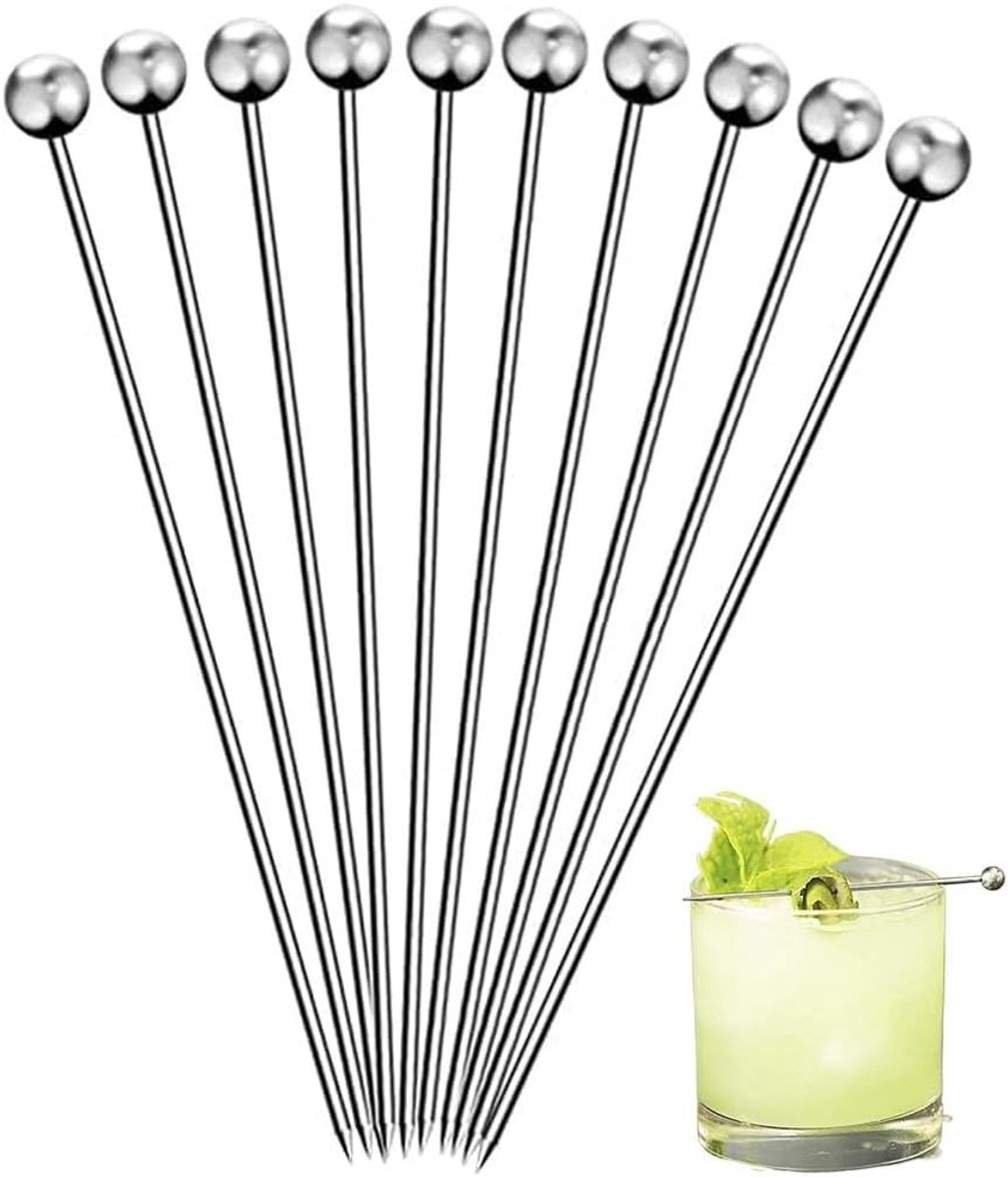 Cocktailstokjes - Roestvrij Staal - 11 cm Lengte - Food Grade 304 - Voor Cocktails en Hapjes