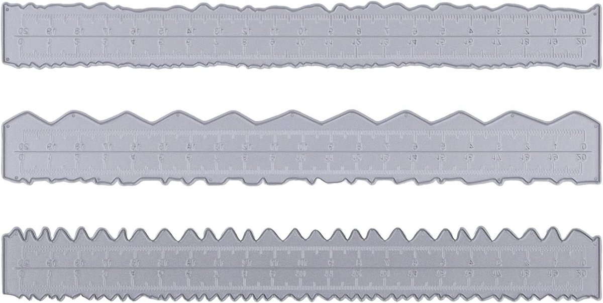 Set van 3 Papieren Snijlinialen voor Creatief Knippen met Getande Rand - Lichtgewicht Gereedschap voor Kaarten Maken en Ambachtelijke Projecten