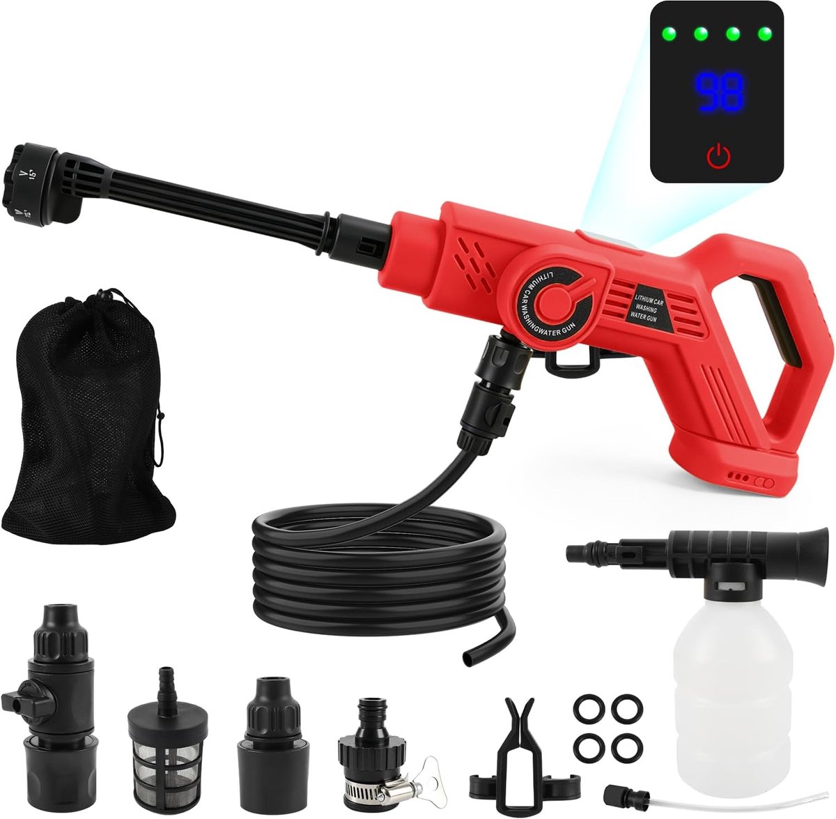 Draadloze hogedrukreiniger 25000RPM - Handheld met LCD-scherm - 4 snelheidsniveaus - Ideaal voor auto en vloeren - ShopVlot