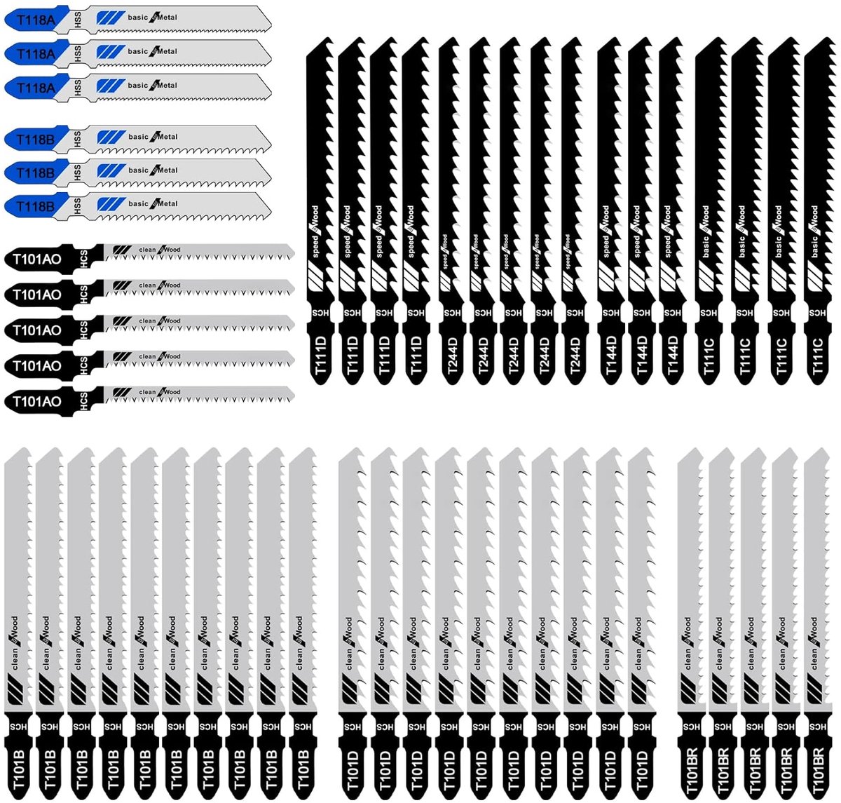 carmdering - Decoupeerzaagbladen Set HCS HSS – Zaagbladen voor Hout en Metaal – Professionele Assortiment Set met Opbergbox