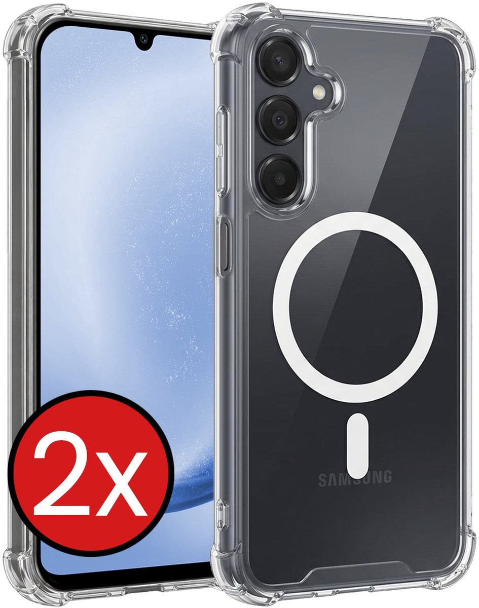 Hoesje - 2 Stuks - Geschikt voor Samsung Galaxy A25 - Magsafe Compatible - Sterk & Shockproof - Shock Proof Case - Back Cover - Telefoon Hoes - Telefoonhoes - Transparant