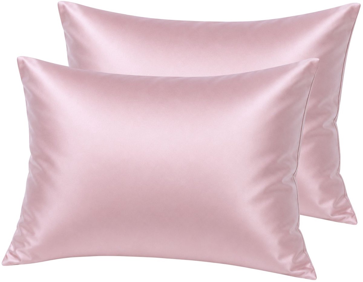 Droomtextiel Kussenslopen Katoen Satijnen Roze 60 x 70 cm - Set van 2 - Anti allergeen - Huidverzorging - Haarverzorging - Hoogwaardige Kwaliteit - Super Zacht