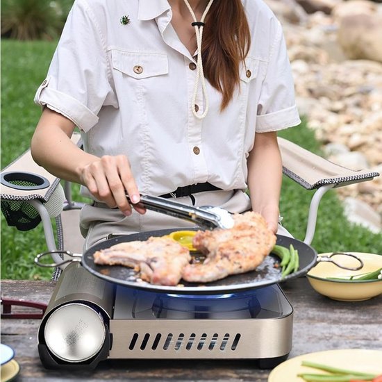 Camping Kookstel - Buitenkooktoestel Gasbrander - Outdoor Koken - Windbestendig Ontwerp - 31 x 29.5 x 9.5 cm - Zilver van Camping — afbeelding 2