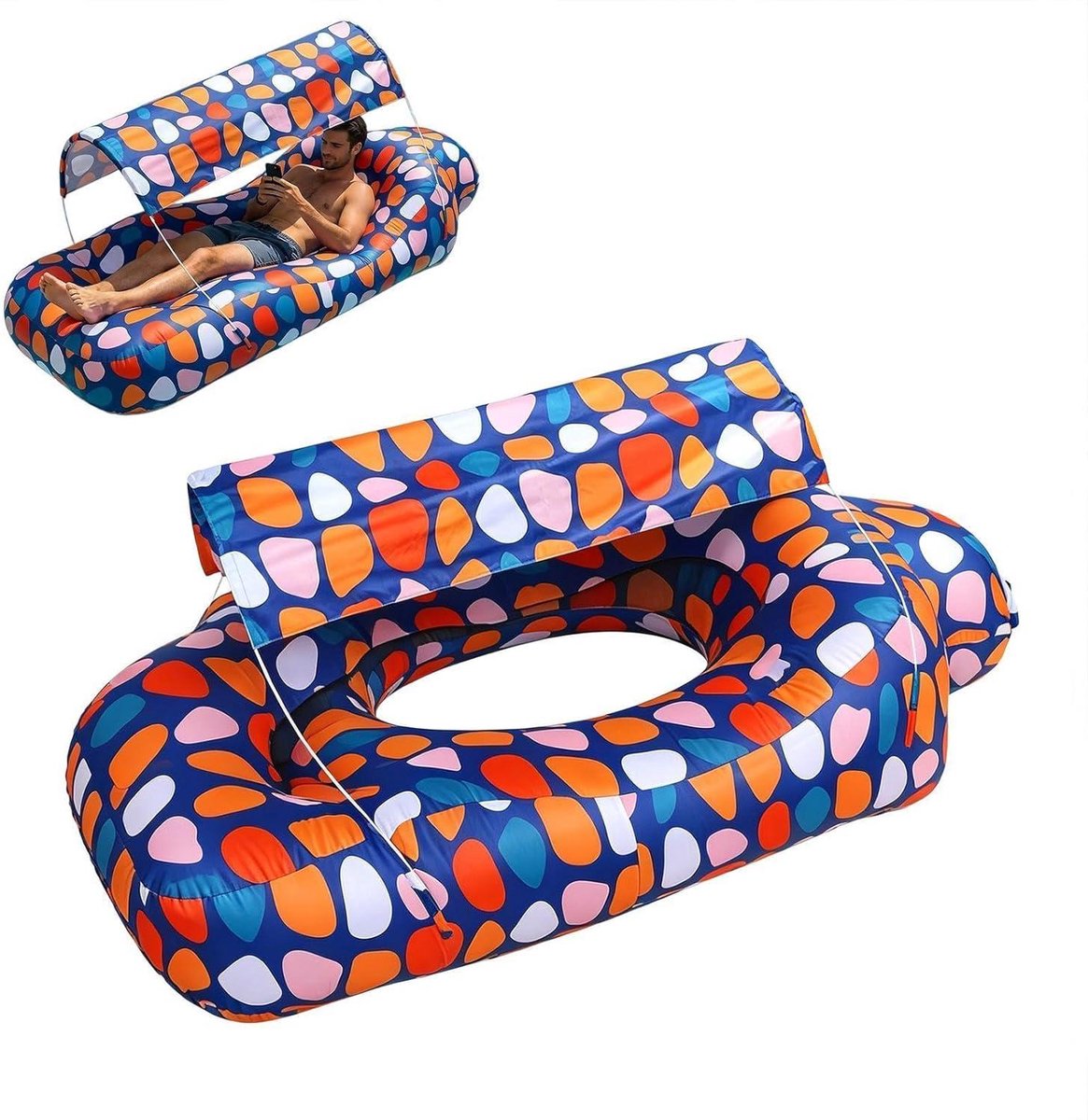 Opblaasbare Lounger - Lucht Sofa Bank - Buiten Ontspannen - Ingebouwde Zonwering - 190x75cm - Als afbeelding