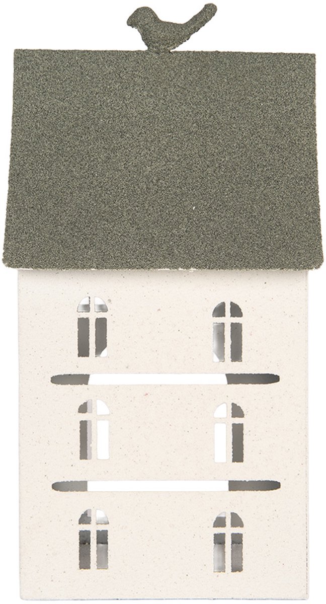 Clayre & Eef Decoratie Beeld Huis 20x20x39 cm Wit Metaal