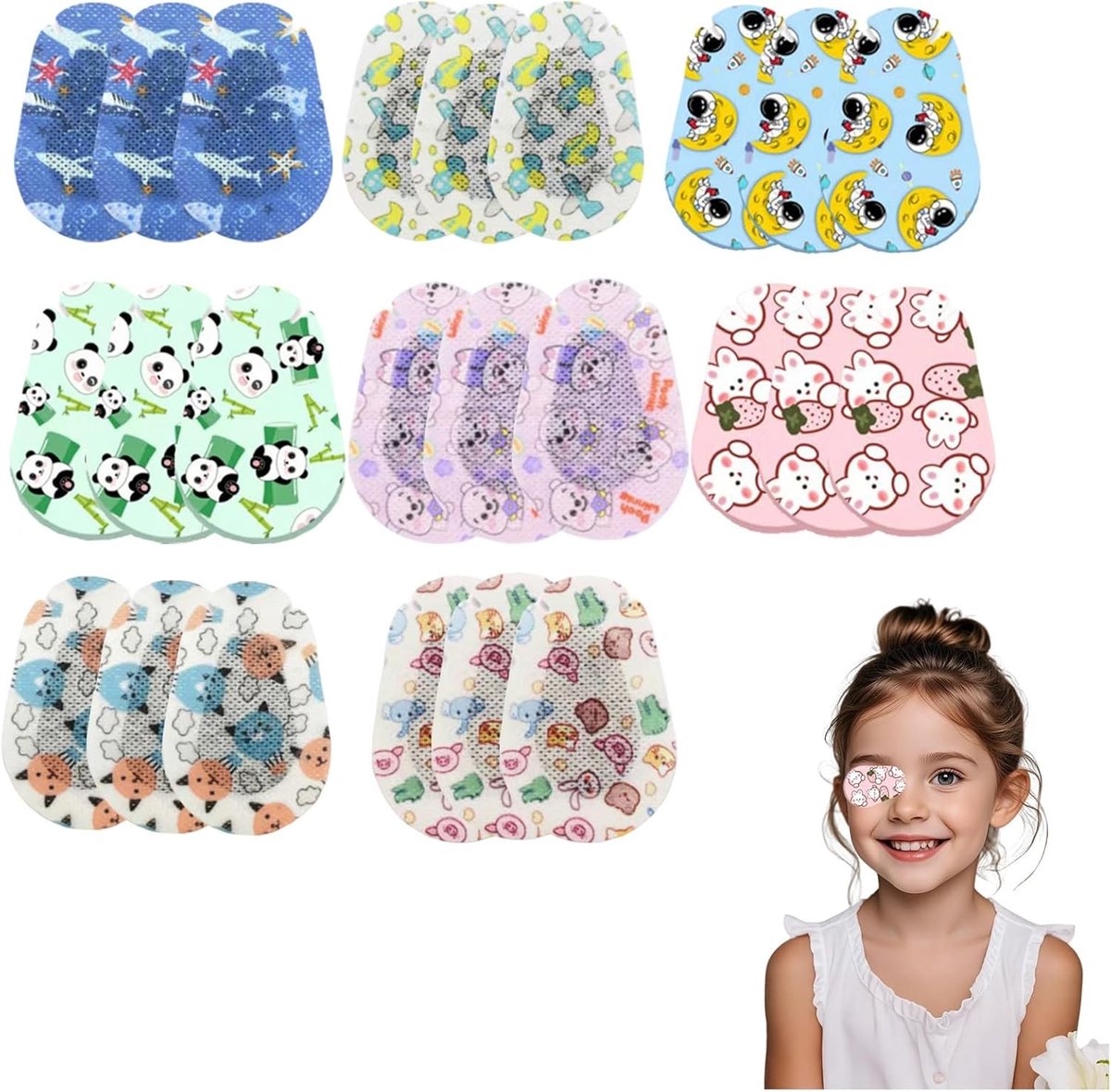 Set van 24 Wegwerp Oogmaskers - Ademend, zelfklevende oogpatches in leuke cartoon ontwerpen voor volwassenen ter ondersteuning van amblyopie, met langdurig draagcomfort en optimale oogverzorging
