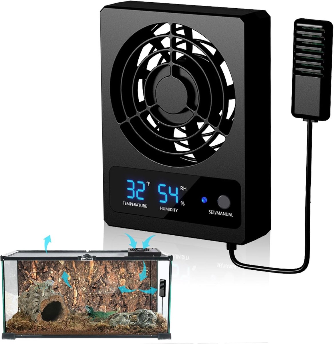 SnelShoppen - Aquarium Koelventilator, Reptielen Koelventilator, Viskom Warmteafvoerventilator, Intelligente Terrarium Ventilator voor Zout- en Zoetwa