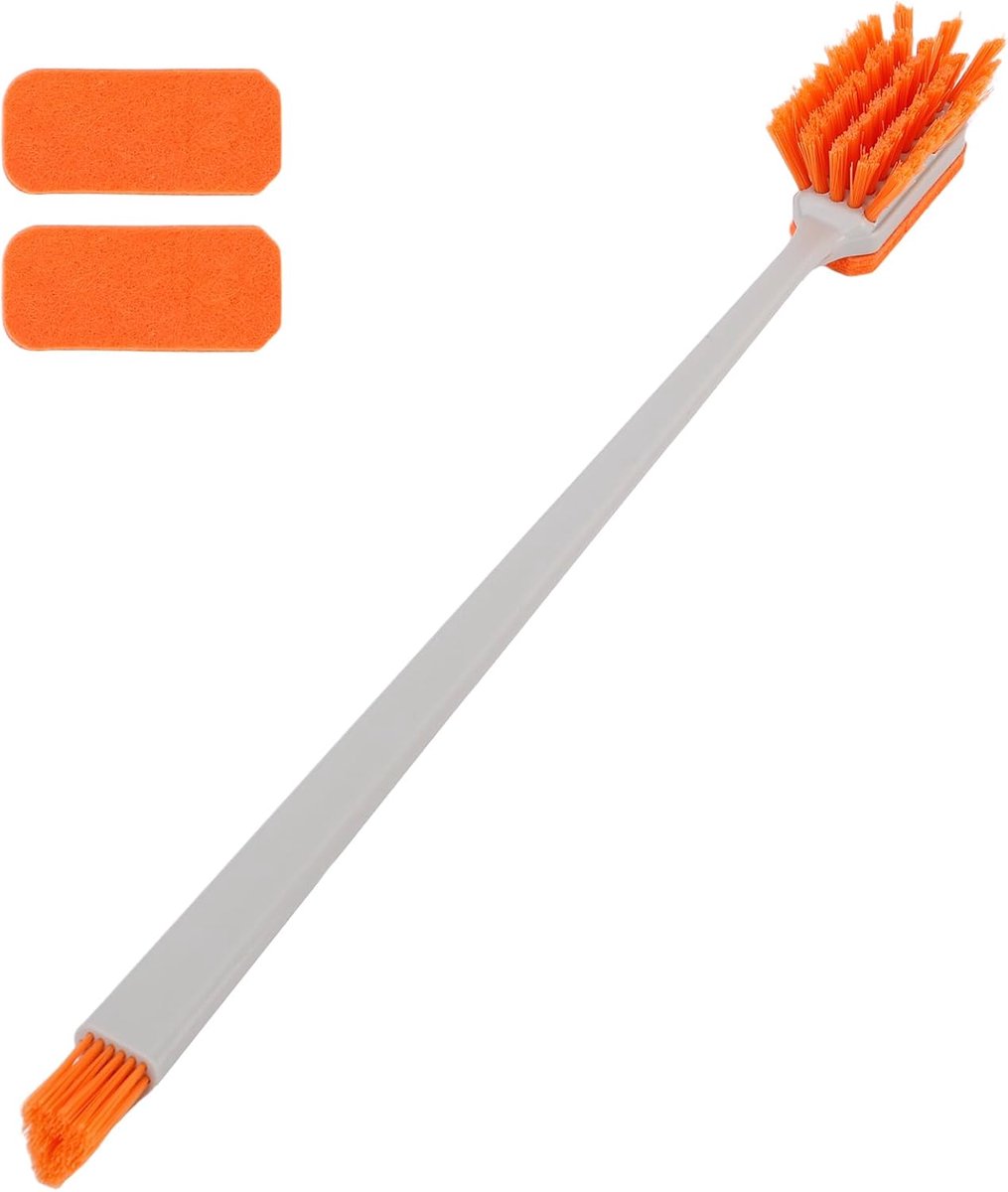 SnelShoppen - 2 Stuks Kleine Aquarium Schoonmaakborstel, 30x3cm Algen Schraper voor Aquaria met 4 Vervangbare Vilt Doekjes voor Het Schoonmaken van Gl