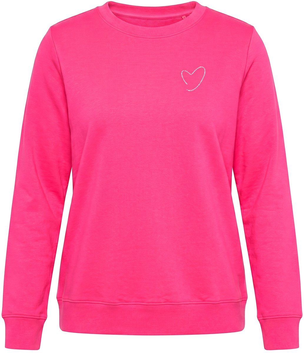 MIAMODA - Dames - Sweatshirt comfort fit kleine print - Hibiscusrood - Maat 46