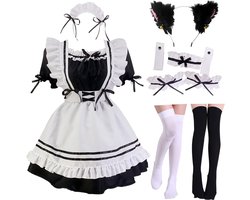 Anime Cosplay Maid Outfit Dress Japanese Maid Outfit Set Cute Halloween Makeup Cosplay Costume
