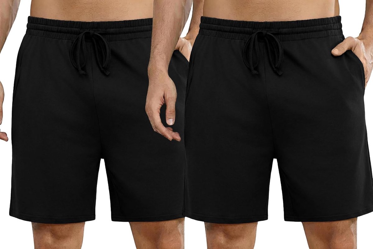 Zomerpyjama voor heren, katoen, met verstelbaar trekkoord en achterzakken, comfortabel, ademend, S-XXXL
