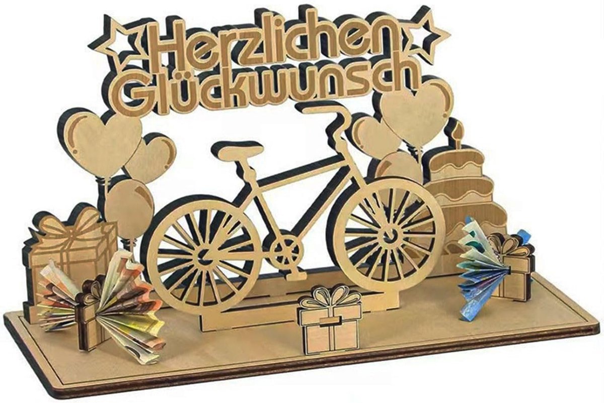 Fiets geld cadeau, fiets geld portefeuilles voor contant geld, originele spaarpot fiets, grappige houten geld cadeau ideeën, fiets decoratie gift voucher voor familie, geliefden, vrienden