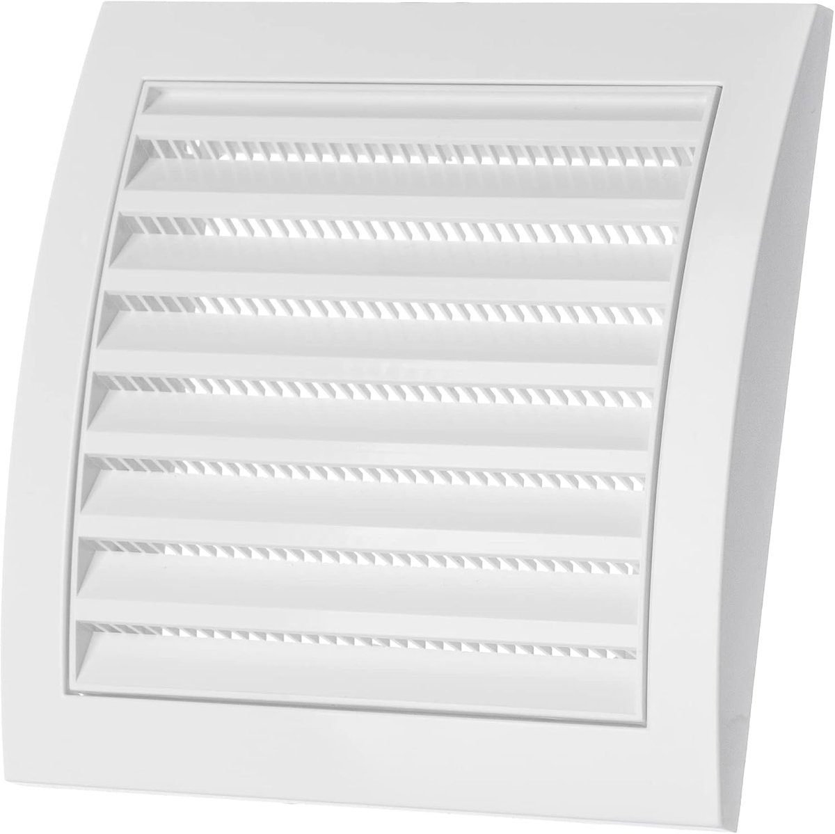 150x150mm wit ventilatierooster met insectenbescherming - kunststof afsluitrooster zonder flens