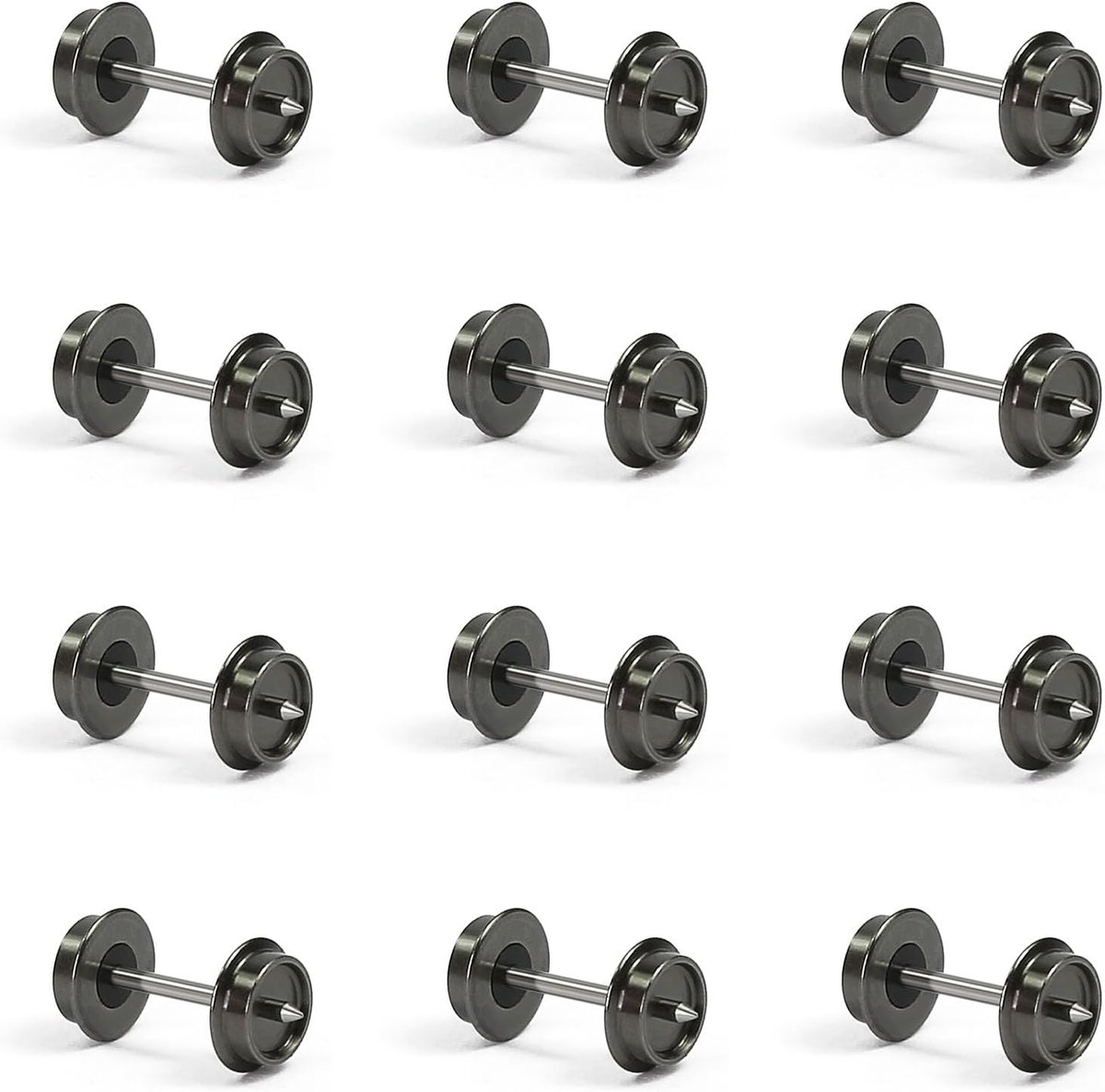 12 stuks spoor N 1:160 wielsets 33 inch metalen as DC wielen voor modelspoorwegen