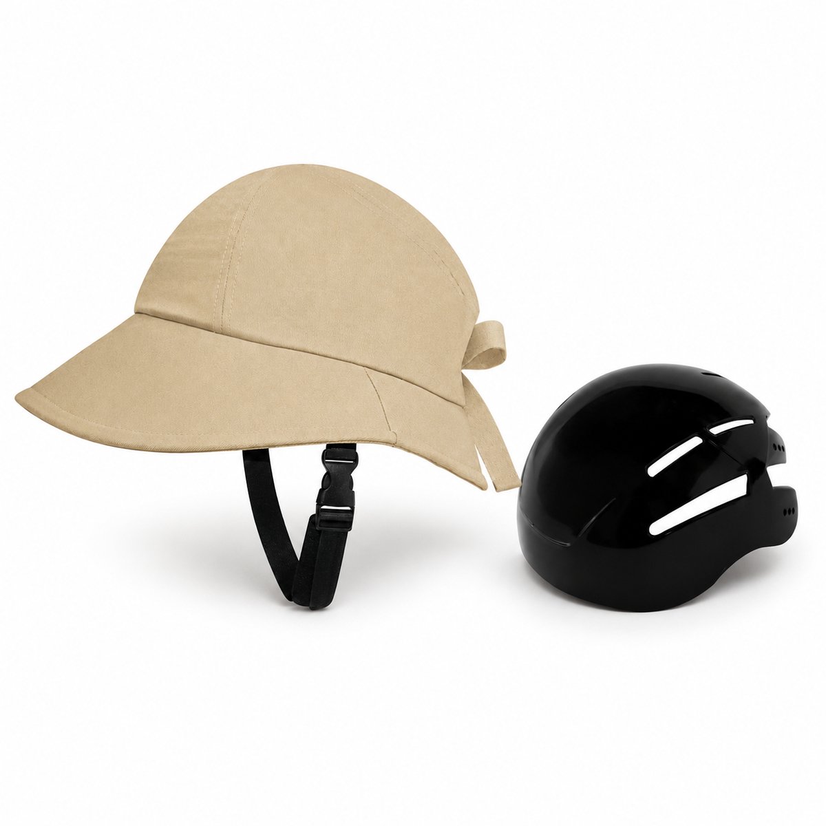 Trendy Fietshelm met Zonneklep - Fietshelm in Hoed Stijl voor Dames en Heren - Stijlvolle Veiligheidscap voor Woon-werkverkeer en Recreatieve Fietstochten - Zomer Khaki