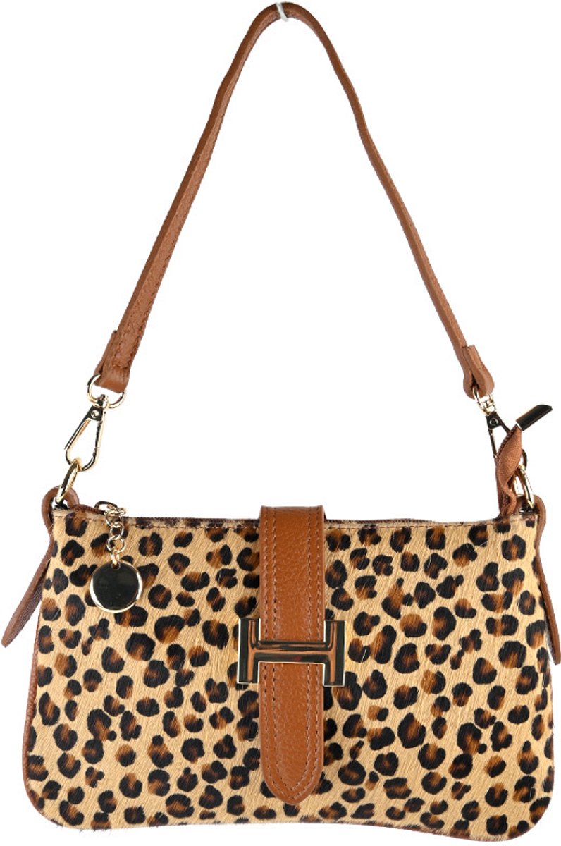 Giuliano lederen schoudertas Zennia - Dames - Made in Italy - Panter