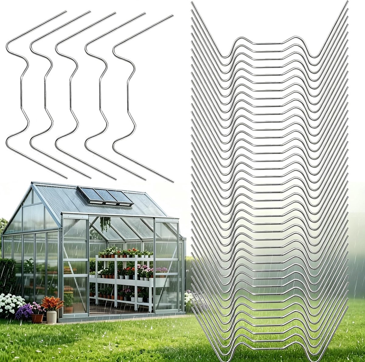 Klemmen, 100 stuks klemmen W roestvrij staal, voor broeikas platen holle kamerplaat glazen huis