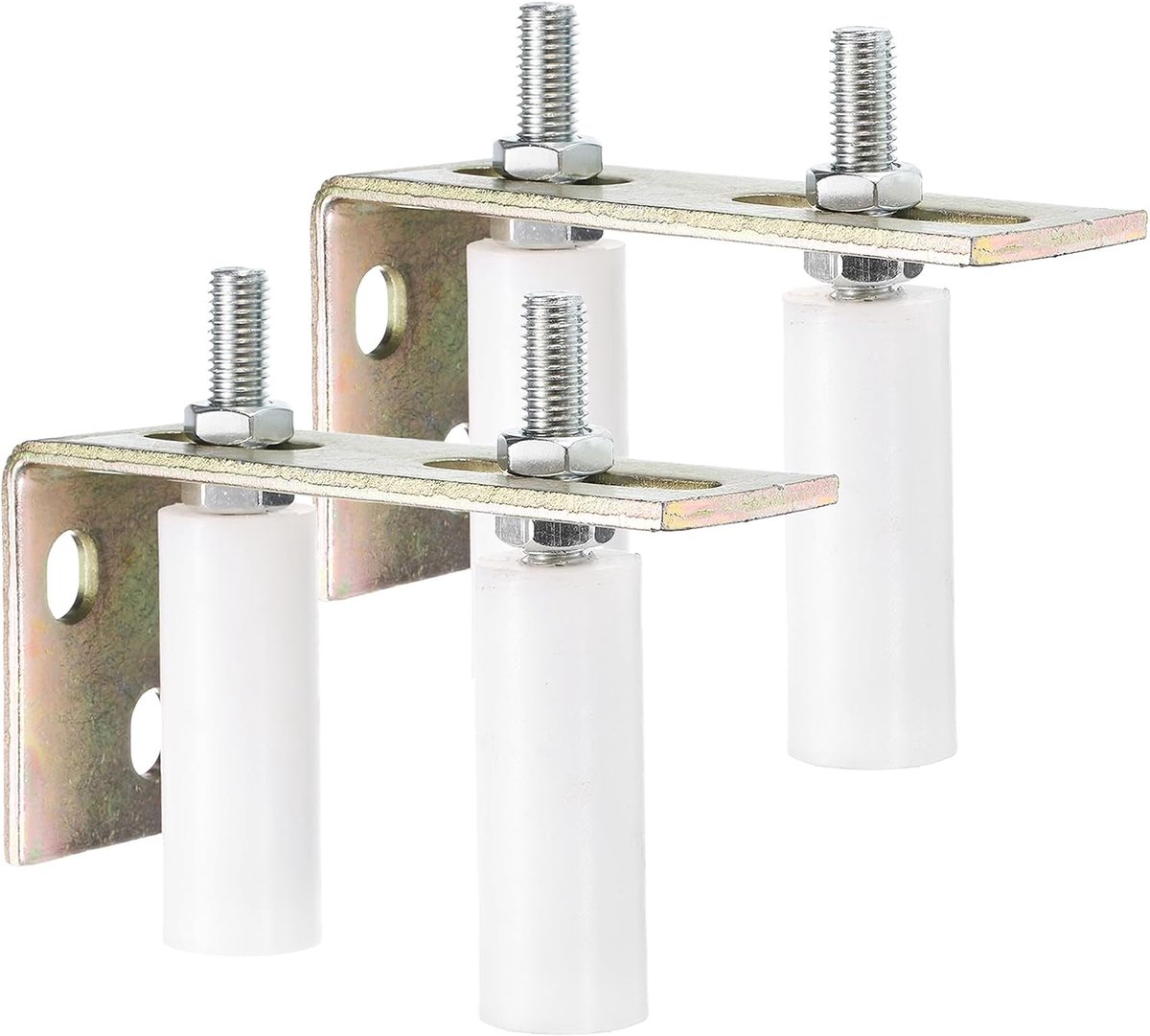 4 stuks kiezelgeleiding voor schuifpoort, 3 inch nylon kiezelstenen set met L-vormige achterhouder, universele geleiding voor schuifdeur, wit