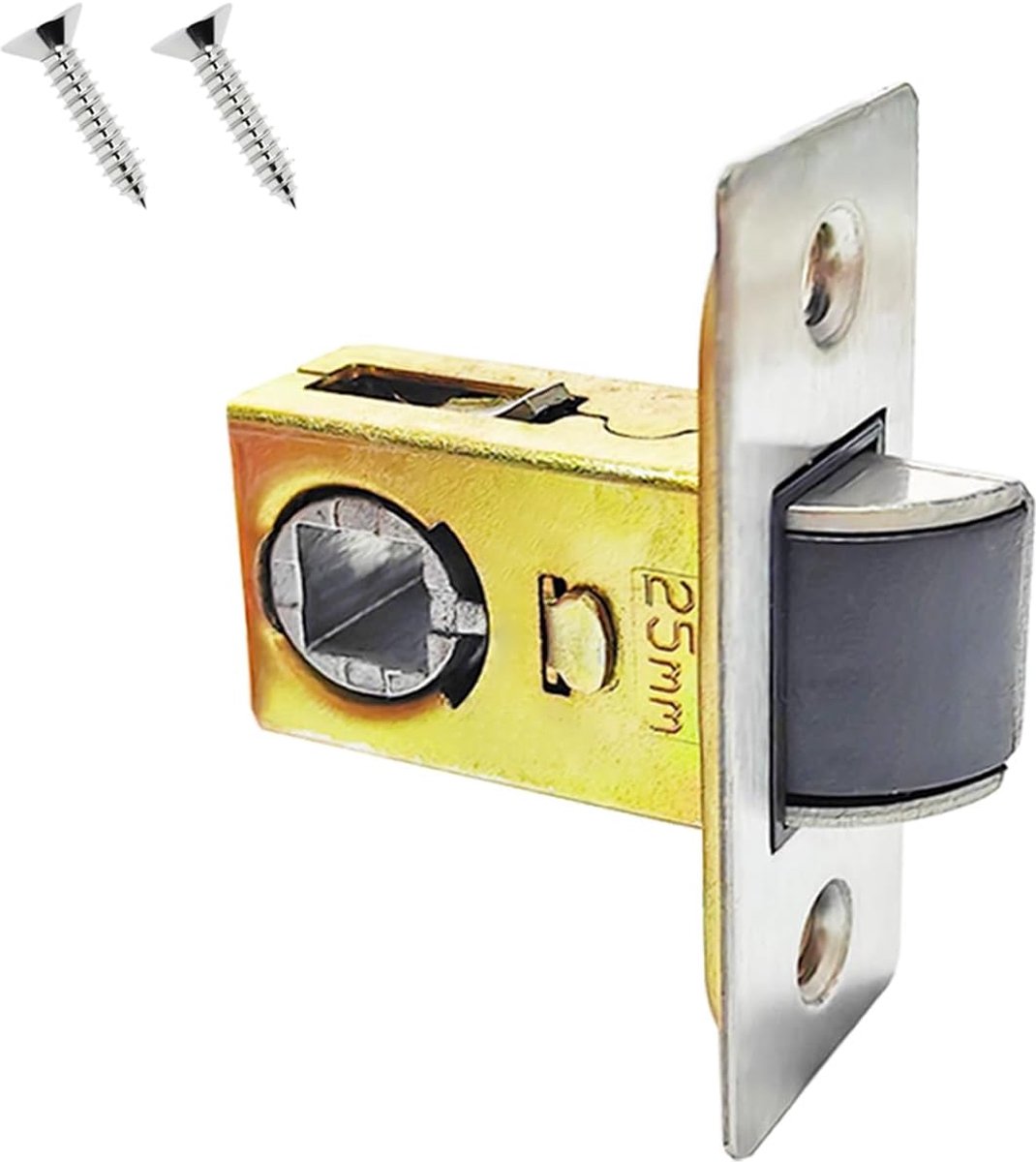 1 Stuk 25 mm Buisvergrendeling, Vork Mortice Vergrendeling, Mutedeurveervergrendeling met Roestvrijstalen Plaat voor Binnendeuren, Hendel Deurgrepen