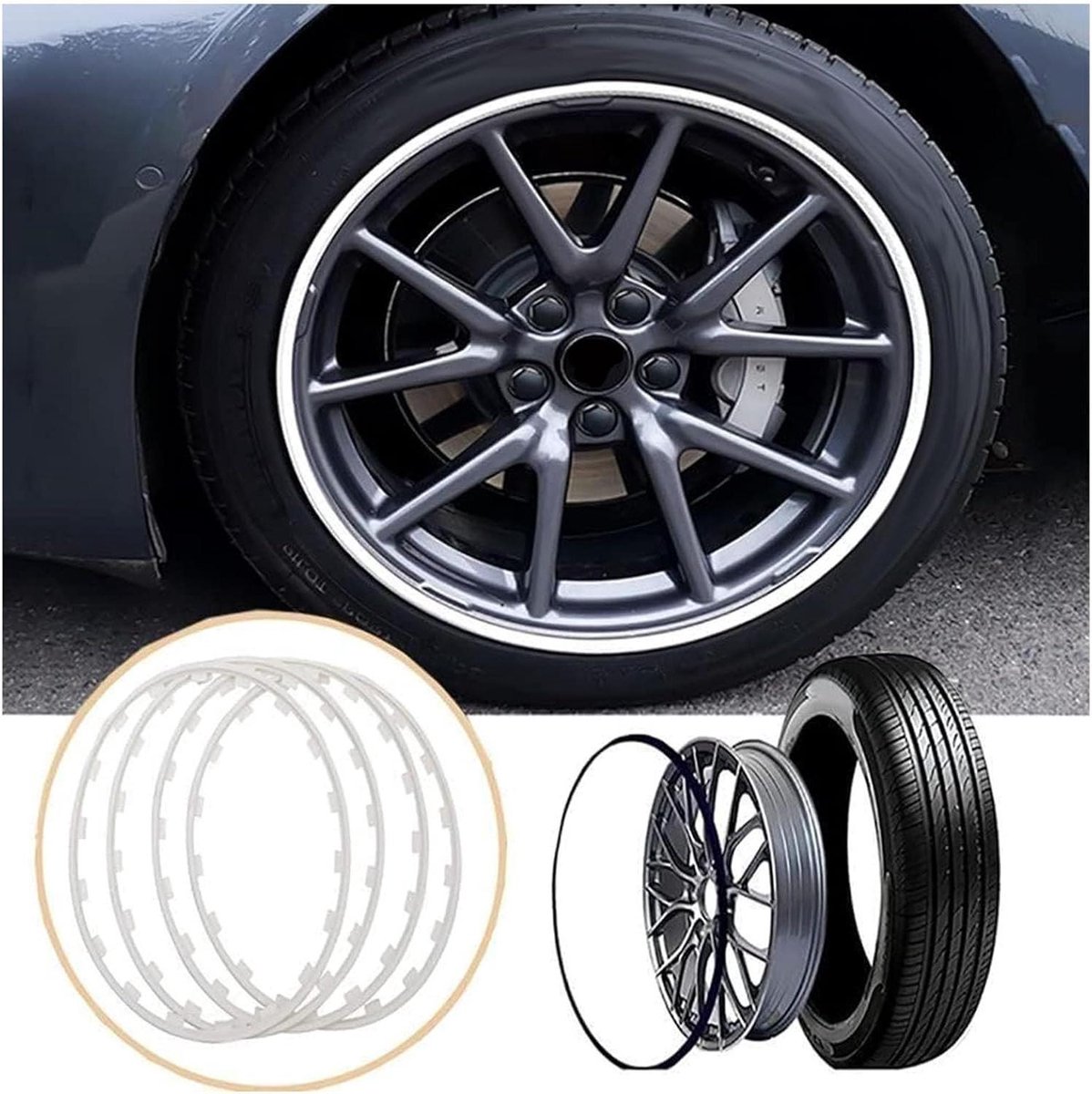 Velgenbescherming Set - Velgrand beschermers - Schade Voorkomen - Hoge Taaiheid Nylon - 16-20 inch - Zwart