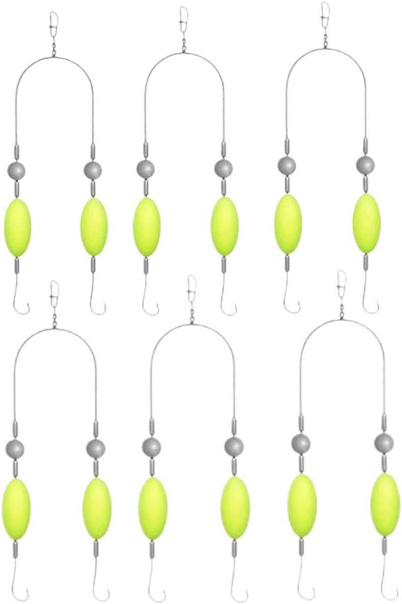 6 Stks Dubbele Haak Reverse Bottom Rig Vissen, Maat 4, 6, 8, 10 Anti Tangle Vissen Haak Set, Pre Gebonden Surf Vissen Dobbers Visgerei voor Zoetwater Zoutwater