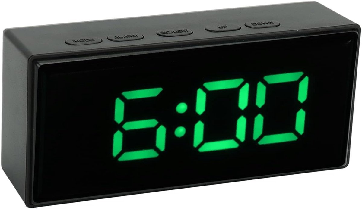 Naast de elektronische klok led-spiegel-digitale wekker, elegant design, twee weergavemodi, multifunctioneel led-display, digitale led-klok, (groen)