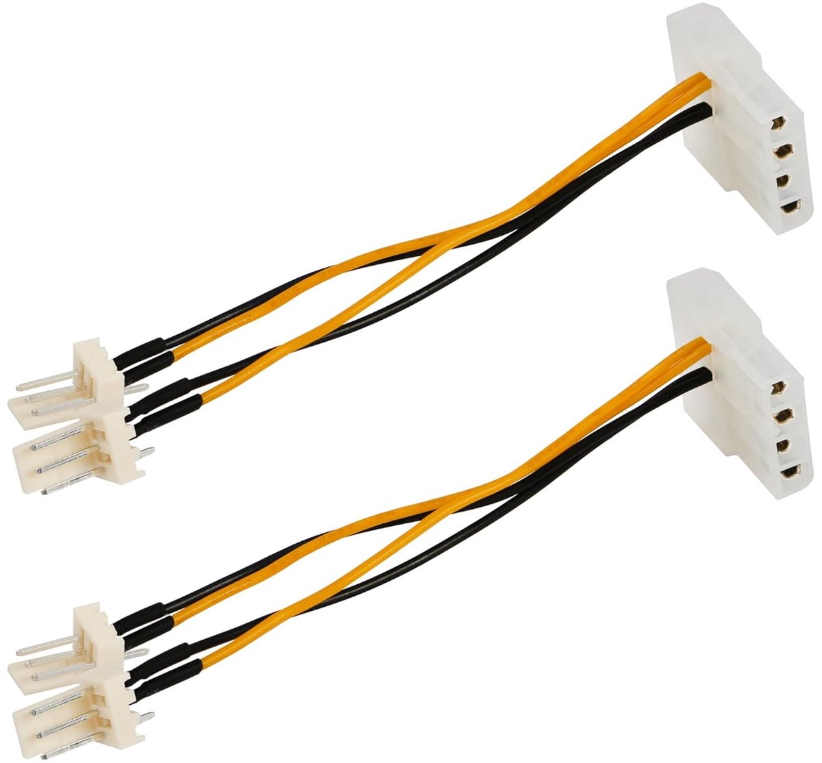 3-pins ventilator naar 4-pins Molex doorvoeradapterkabel, 4-pins Molex/IDE naar 3-pins CPU-ventilator voedingskabel (2 stuks)