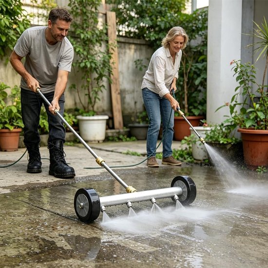 Waterbezem voor hogedrukreiniger, 4000 PSI hogedrukreiniger met snelaansluiting 1/4 inch en 3 verlengbuizen, Baoblaze ondervloerreiniger — afbeelding 4