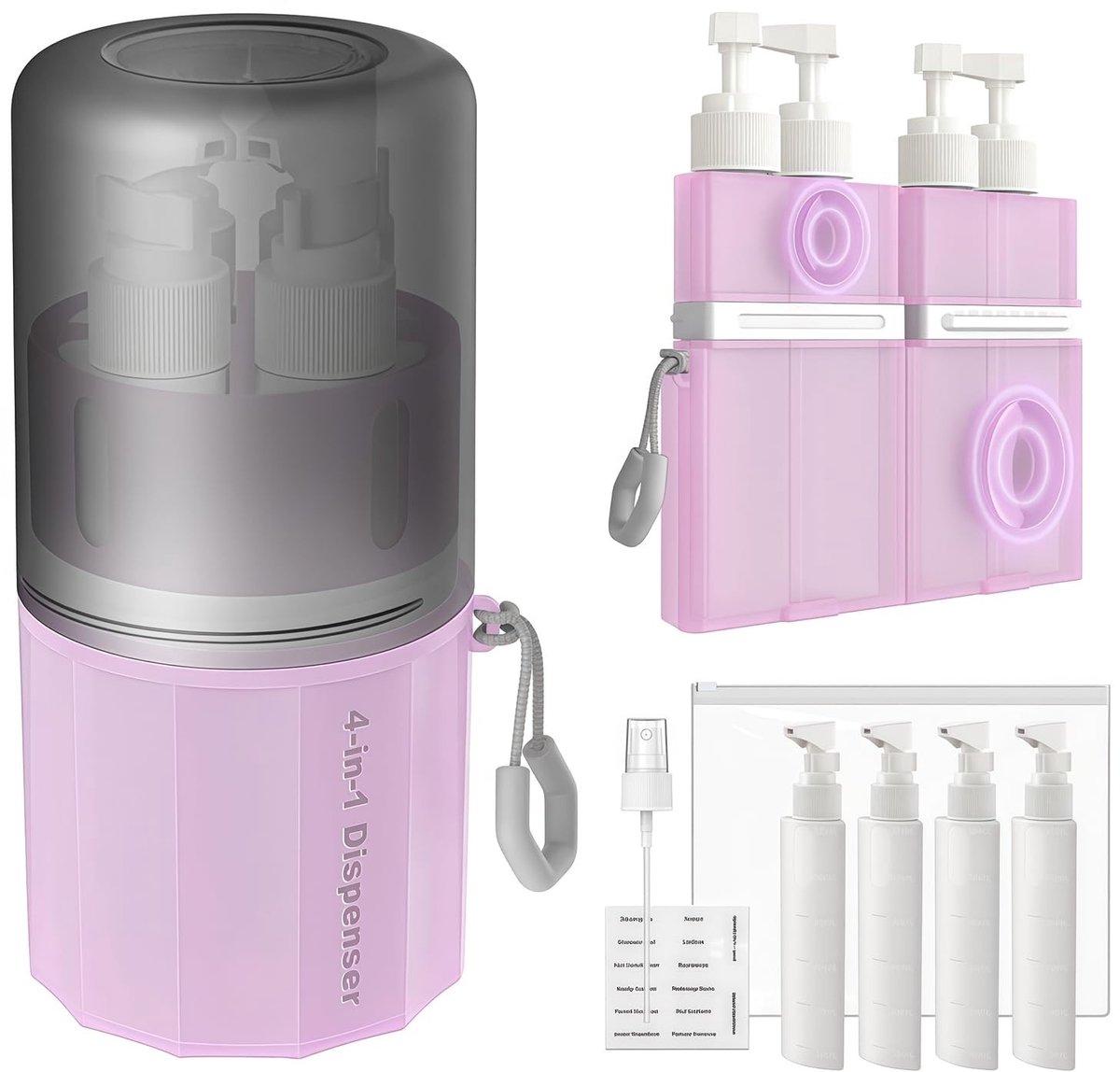 Omgoods - Reisset met 4-in-1 Vakuum Reisbottles - Lekvrij en BPA-vrij