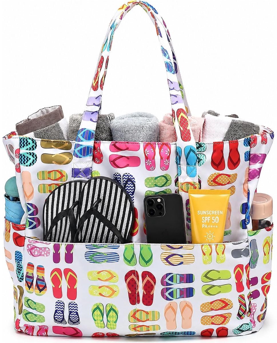 Omgoods - Grote Strandtas met Rits, Dames Shopper voor Strand en Sport