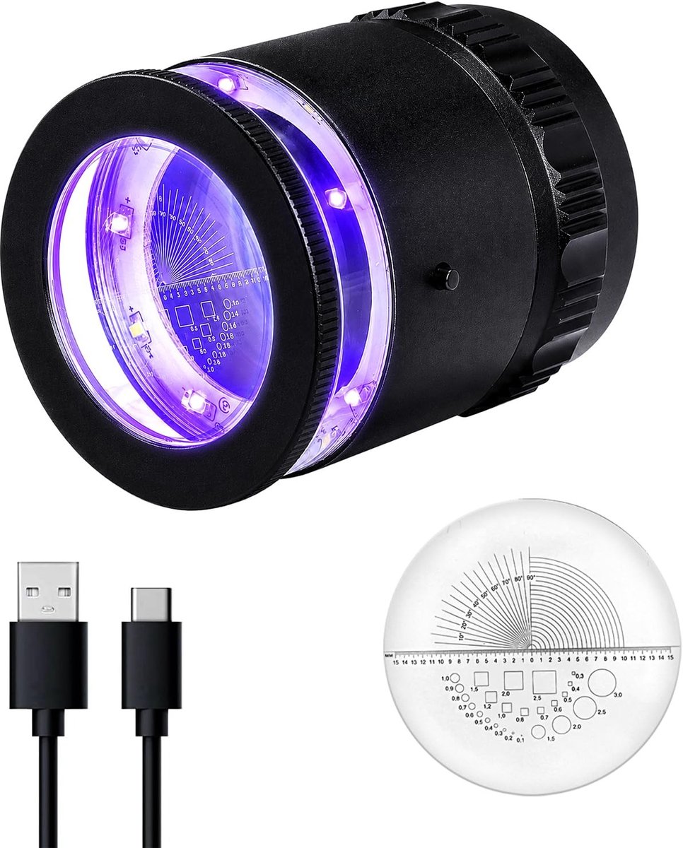 Omgoods - 10X Sieraden Loep met LED en UV-lampen - Oplaadbare Handheld Vergrootglas