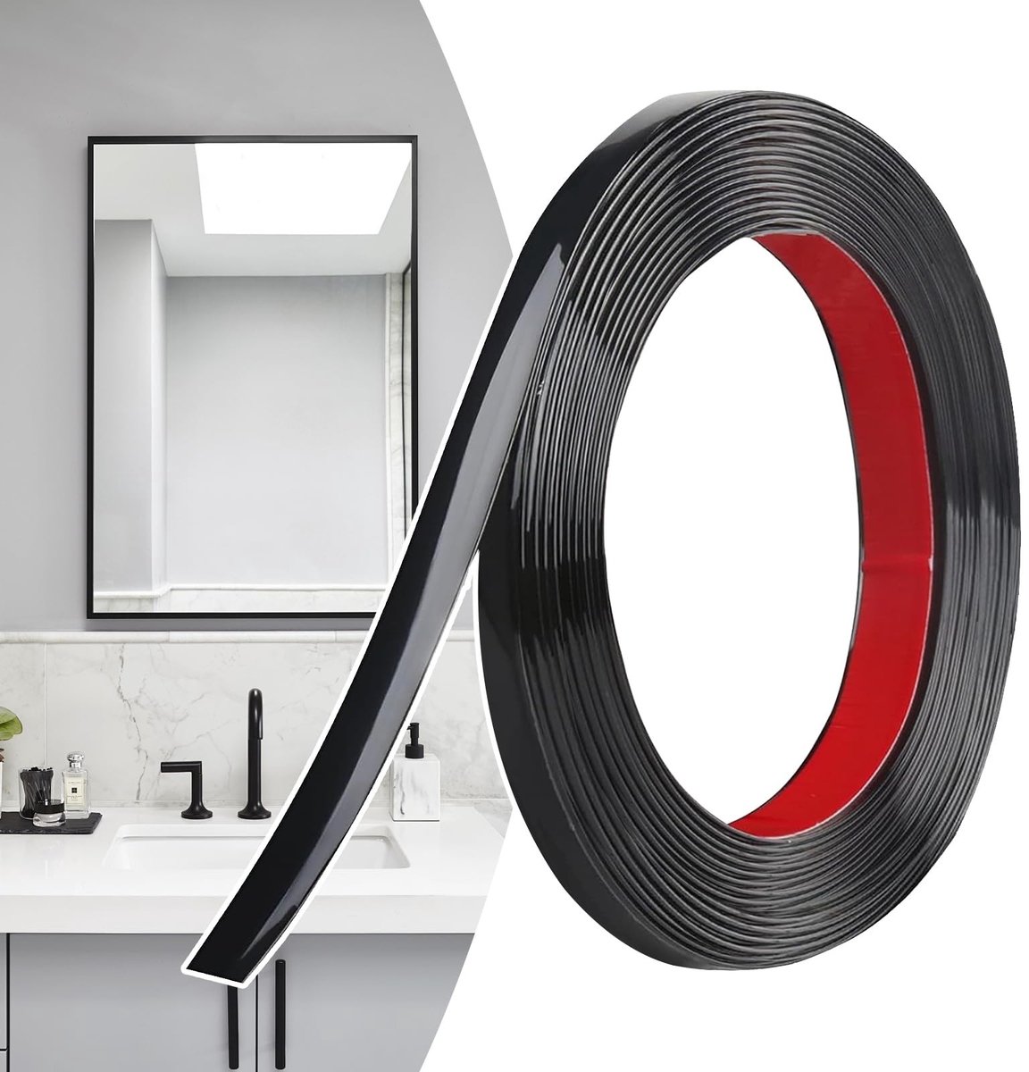 Omgoods - Zelfklevende Zierlijsten Zwart - Flexibele PVC Wandlijsten (12M x 1 cm)
