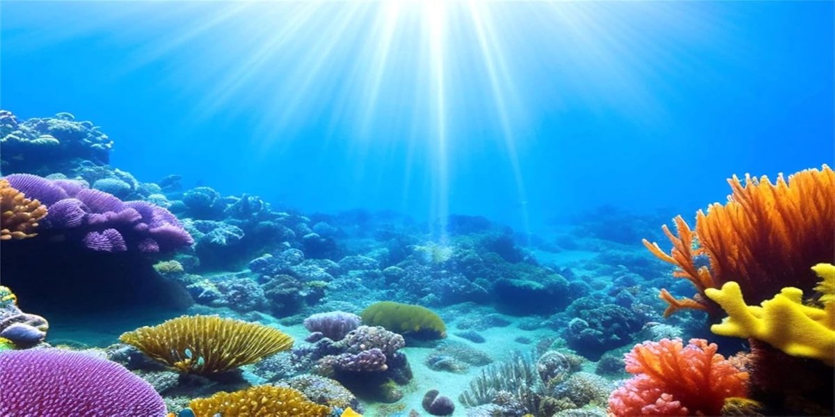 61x30cm Onderwater Aquarium Achtergrond Zonlicht Blauwe Zee Kleurrijk Koraalrif Onderwater Wereld Vis Tank Achtergrond Poster