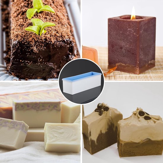 2 stuks zeepvorm met kunststof doos, rechthoekige siliconen mallen vorm, 1450 ml, gereedschap voor het maken van wervelingen voor zeep, kaarsen, harsgieten, desserts (blauw) — afbeelding 5