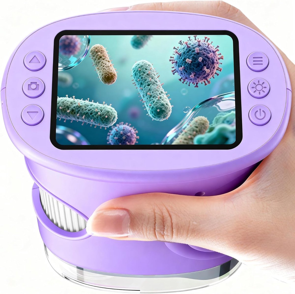 1000 x draagbare digitale microscoop voor kinderen: vergrootglas voor 5,1 cm (2,0 inch) IPS-scherm - origineel cadeau voor meisjes van 3-8 8-12 jaar - vergrootglas grote vergroting met paars licht