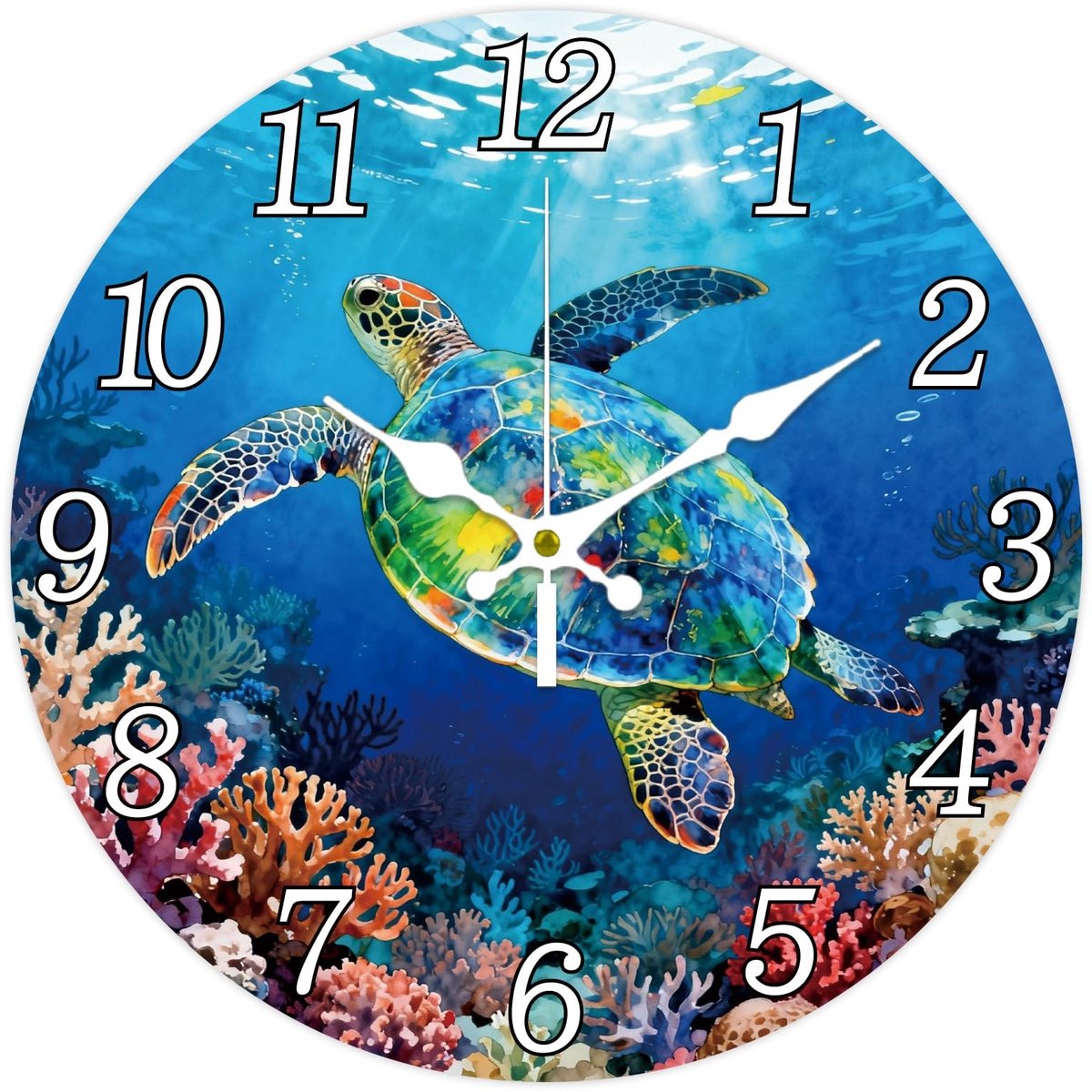 Omgoods - Zeeschildpaddenpatroon Wandklok 30,5 cm - Niet-tikkende Muurklok voor Slaapkamer en Woonkamer