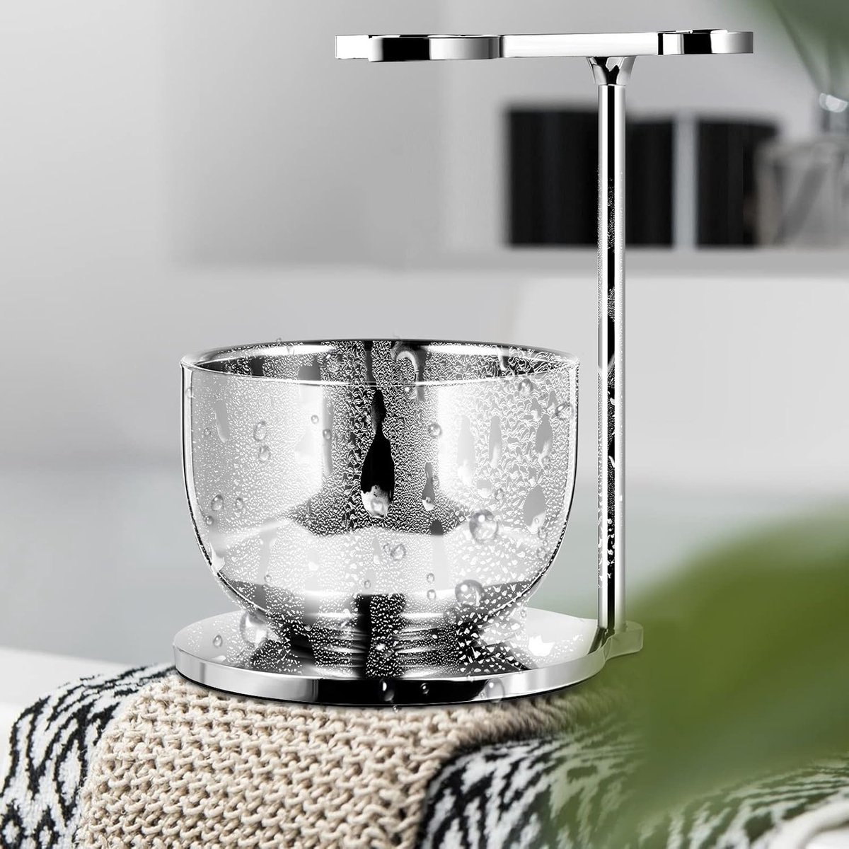 Scheerset, luxe verchroomd scheerapparaat en borstelhouder met zeepschaal, scheersets voor geschenken, compatibel met handmatig scheermes, veiligheidsscheermes, Gillette Fusion scheermes