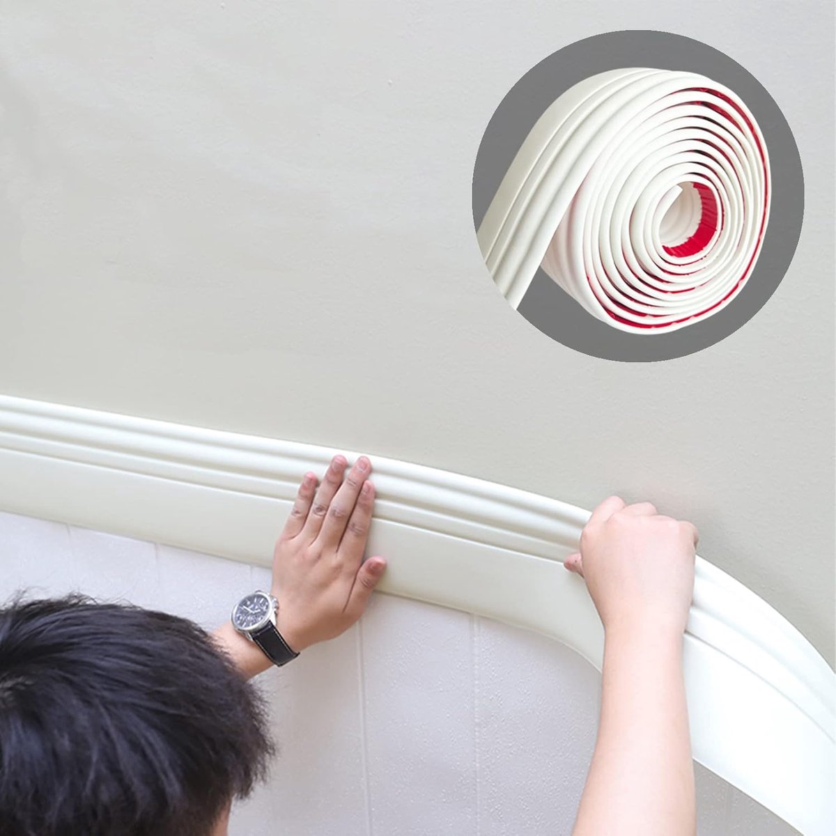 geharde baseboard trim peel en stick zelfklevend design vinyl muur base caulk en trim strips voor vloer, stoel rail en meer, 40 m x 9 cm