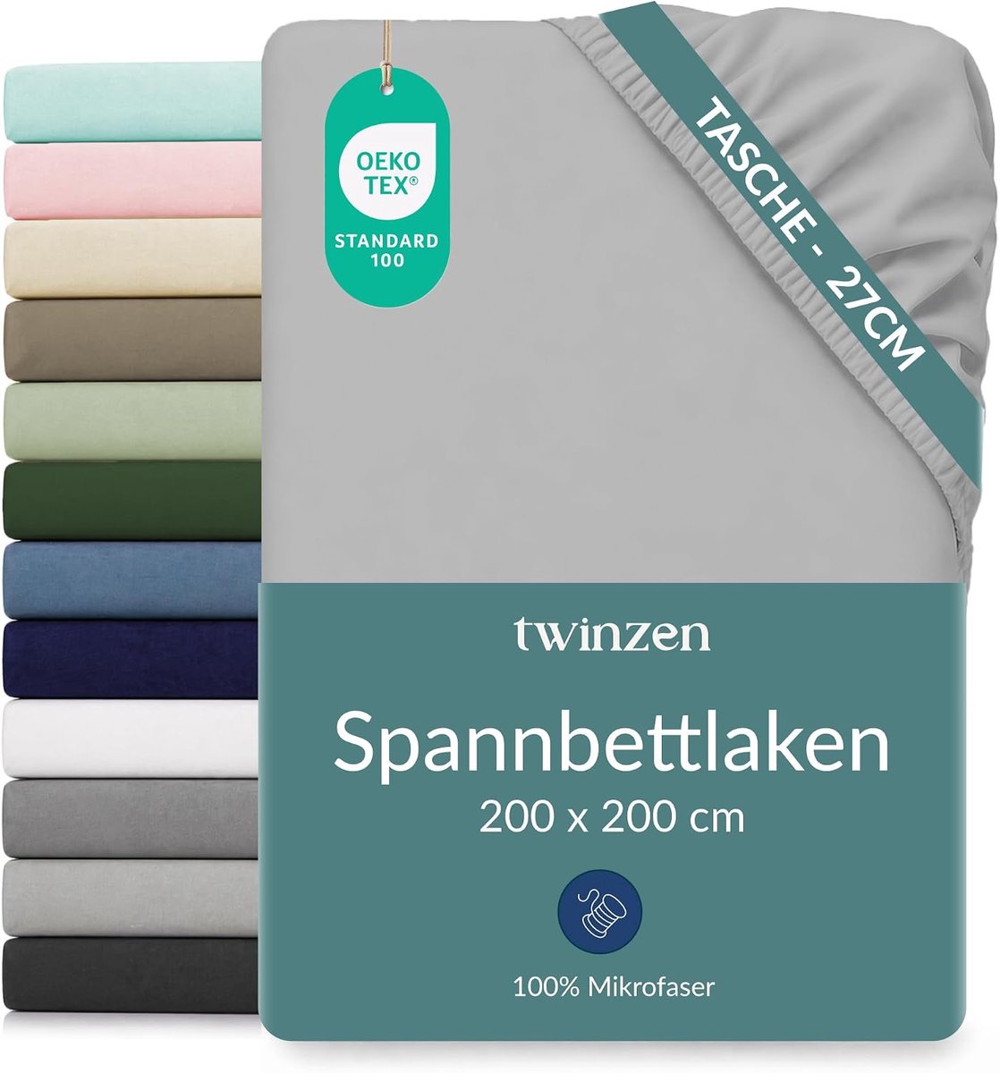 Hoeslaken 200x200 cm - grijs - insteekvak 30 cm - Oeko-Tex keurmerk voor een veilige slaapomgeving - ShopVlot