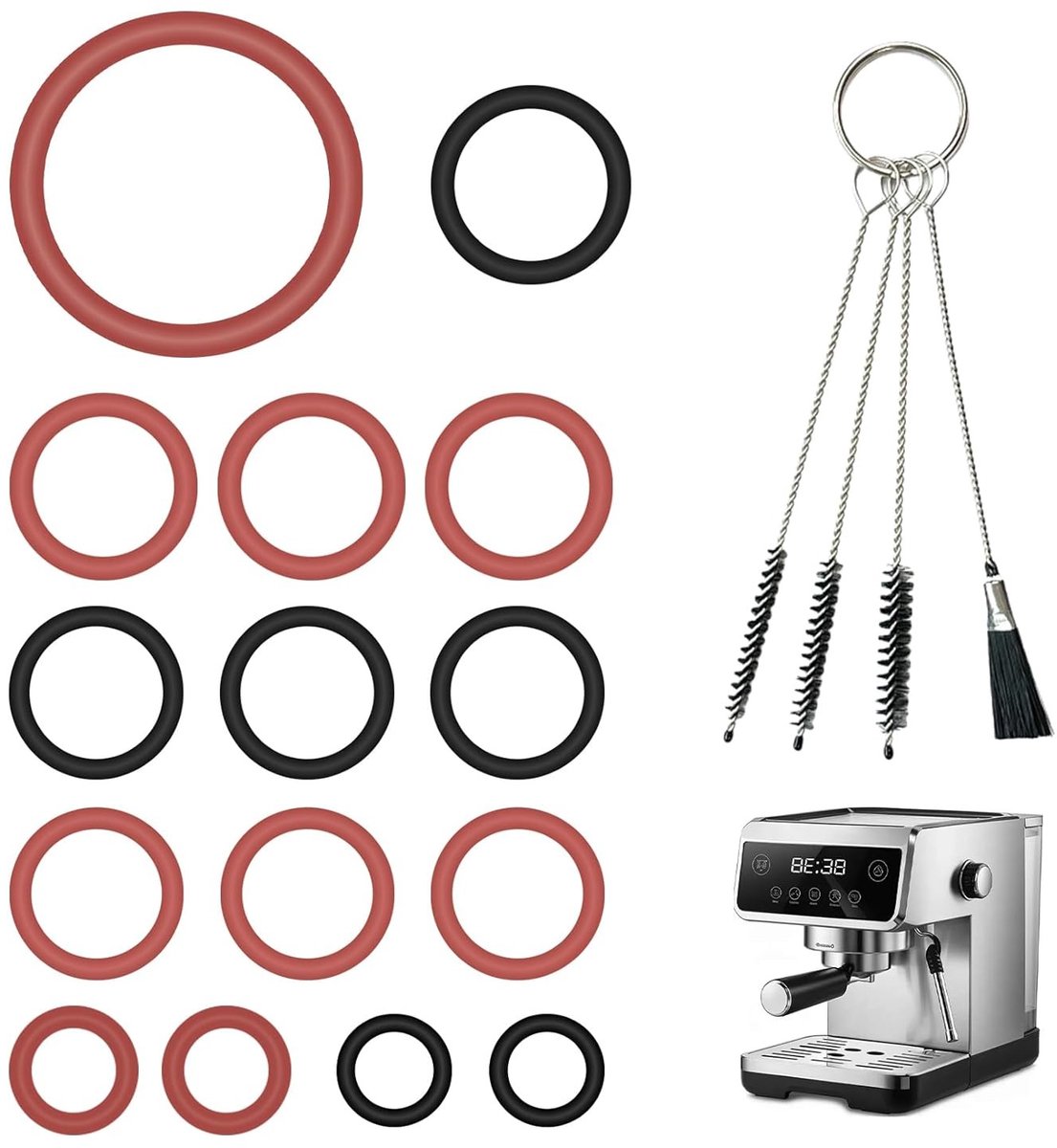 Set van O-ringen en afdichtingen voor sanitair en tuin, rubberen afdichtingen voor douchekop en leidingen, veelzijdige assortimentsset voor optimale waterdichtheid