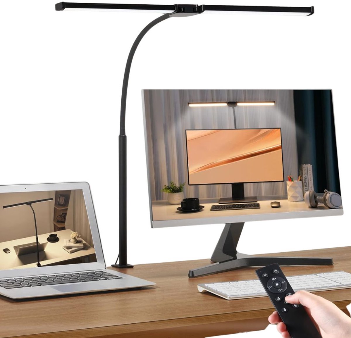 JCP® Bureaulamp - Tafellamp - Led Bureaulamp - Zwart - 8cm x 8cm x 76cm