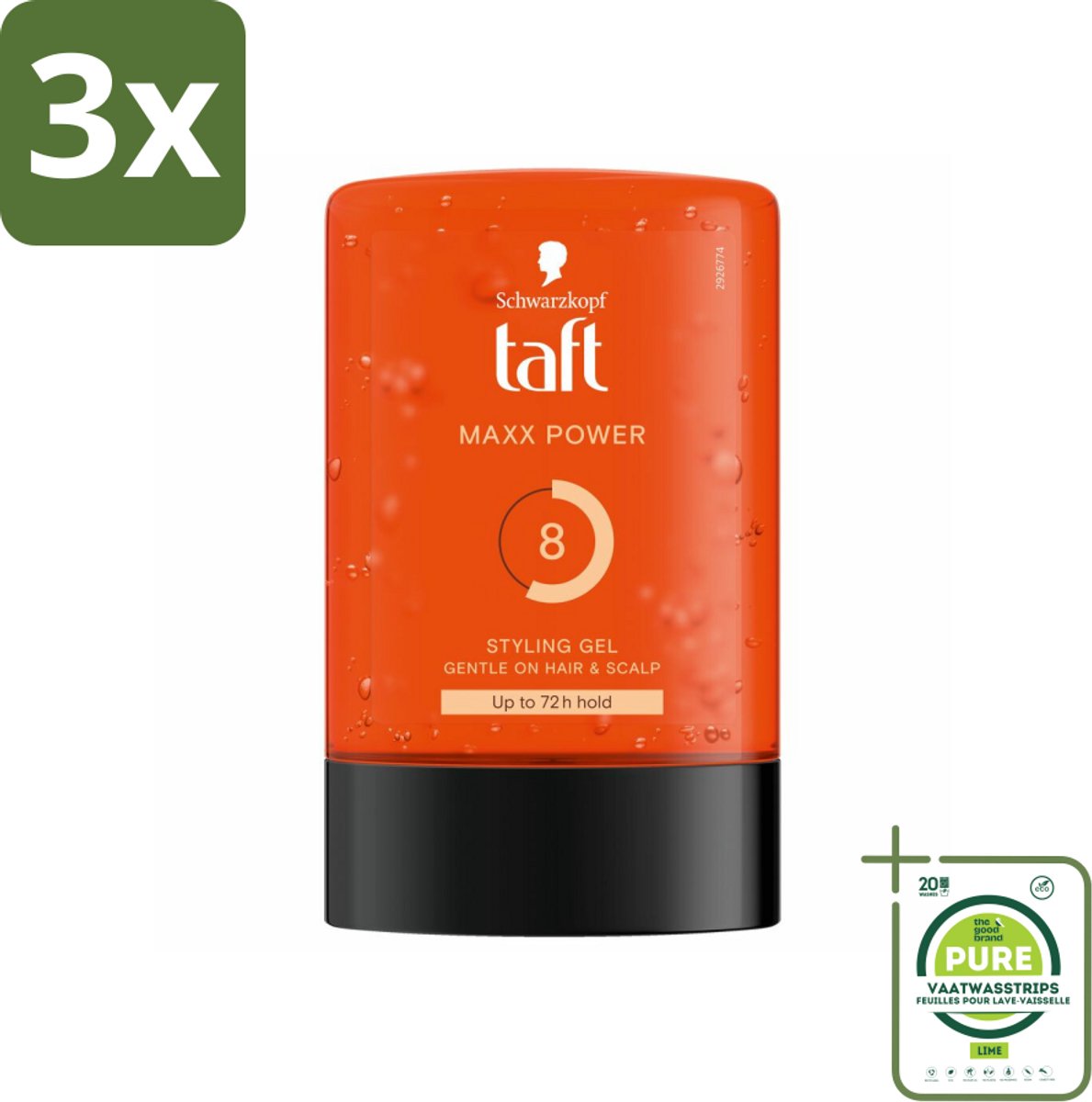 3 x Taft - Maxx Power 8 - Styling Gel - Langdurige fixatie - 300 ml - Grootverpakking - Haar Gel - Styling Gel - Taft Gel - Sterke Hold - Langdurige Fixatie
