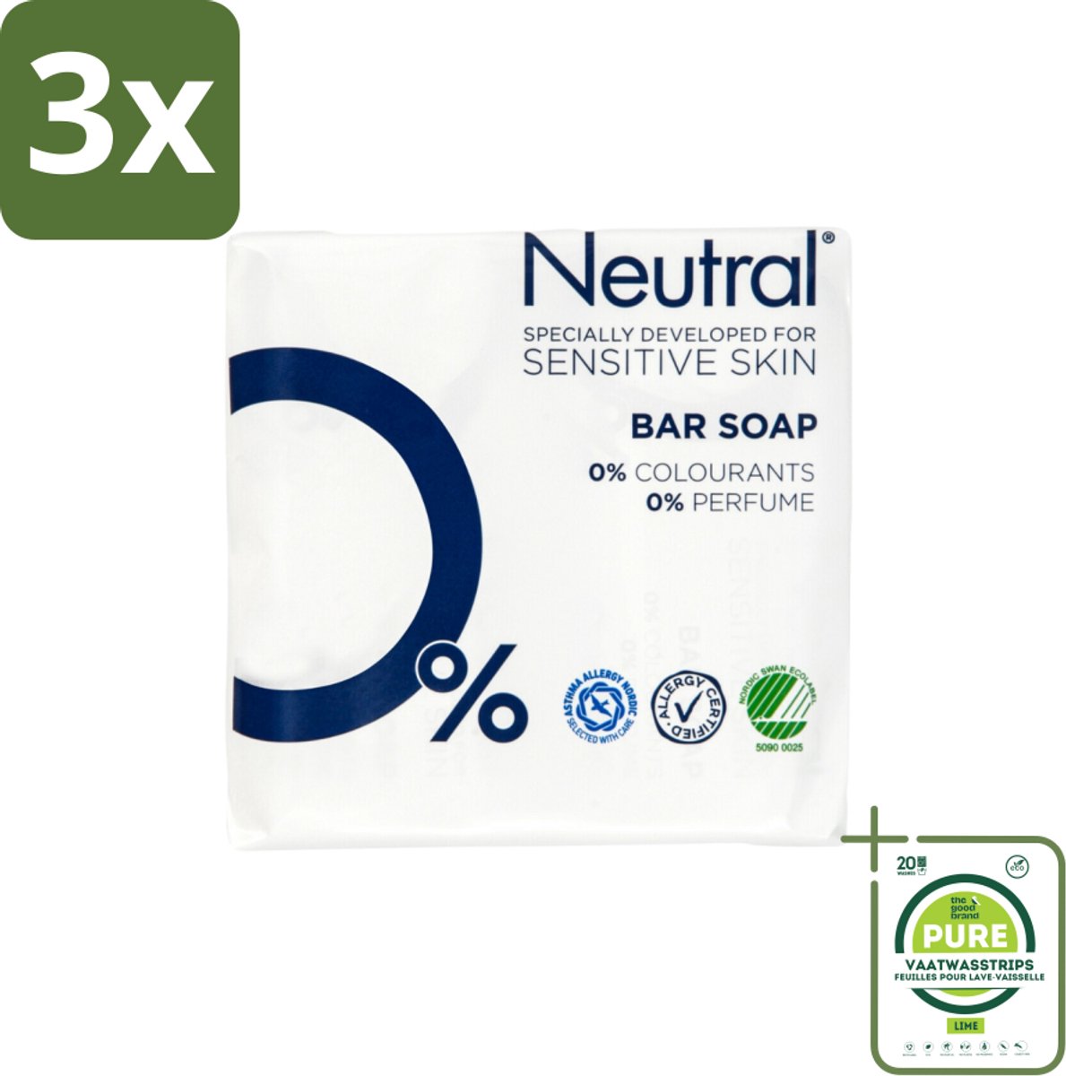3 x Neutral - Zeep - Bar Soap - Gevoelige huid - 2 Bars - Grootverpakking - Neutral Zeep - Parfumvrije Zeep - Gevoelige Huid - Bar Soap - Natuurlijke Zeep