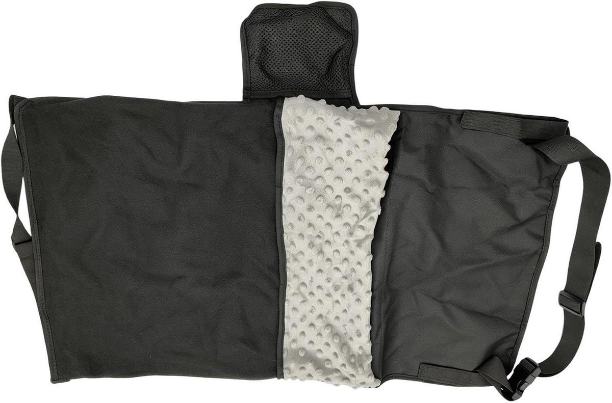 Vliegtuigstoelverlenger Kinderen - Vliegtuigbed Kind - Reizen Comfortabel - Inclusief Deken - 79x44cm - Zwart