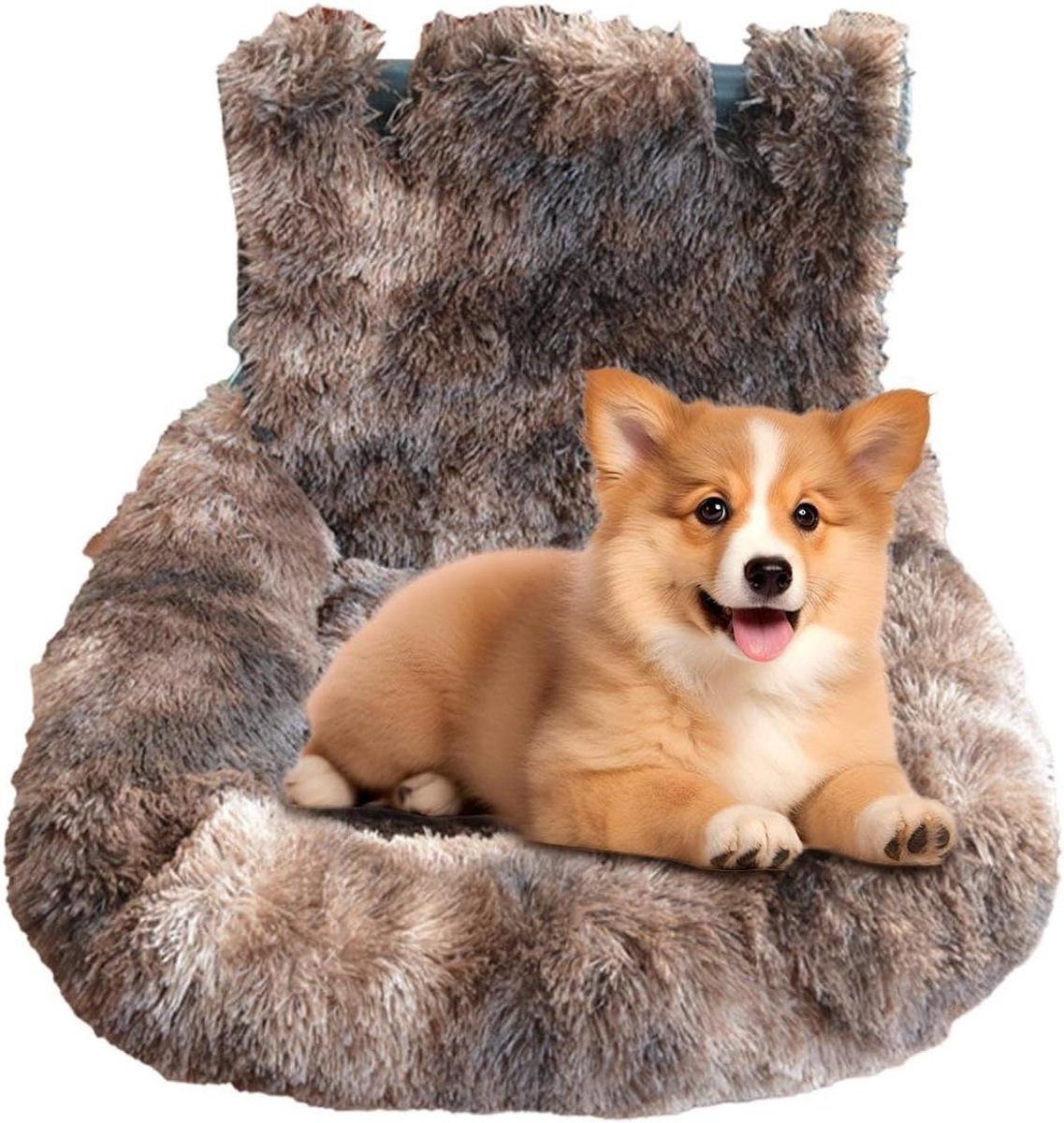 Autostoel Honden - Reisbed Auto - Veilig Reizen - Machine Wasbaar - 60x60cm - Donker Koffie