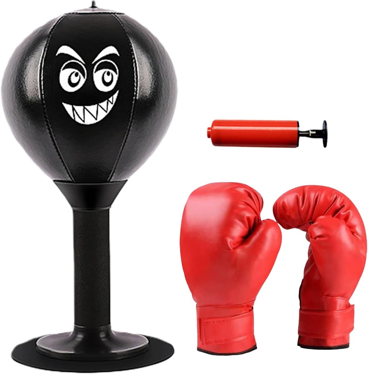 SnelShoppen - Punching Ball Tafel met Handschoenen, Mini Bokszak voor Volwassenen, Desktop Punching Bag met Sterke Zuigkracht en Luchtpomp voor Thuis